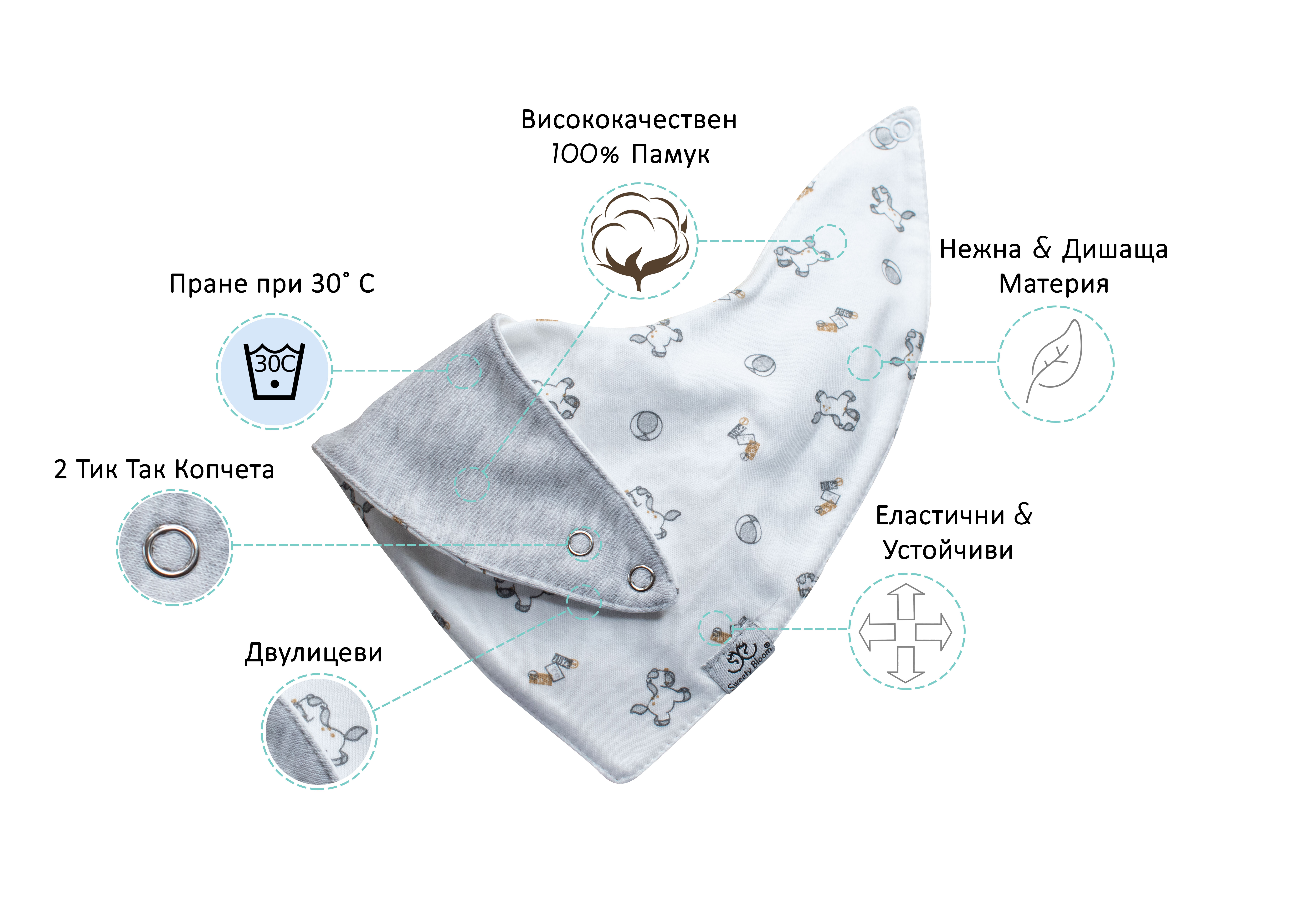 Бебешки Лигавници Бандана - 100% Памук 1